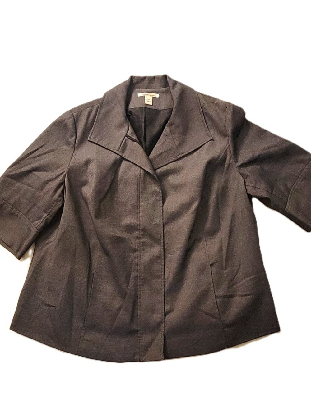 Kenneth Cole New York Blazer 18W Grey Short Sleeve Lined Structured Jacket Plus
